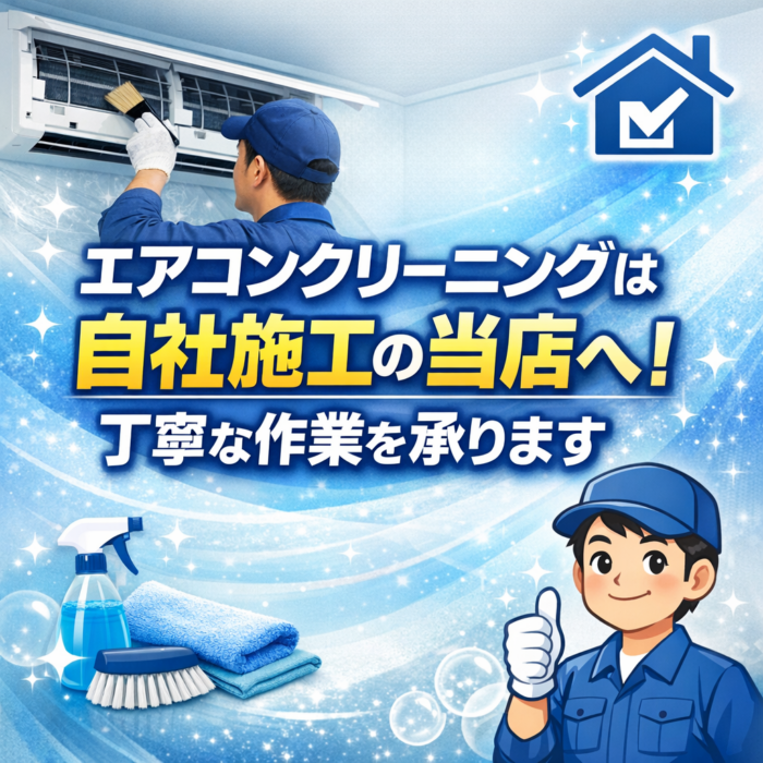 エアコンクリーニングは自社施工の当店へ！丁寧な作業を承ります